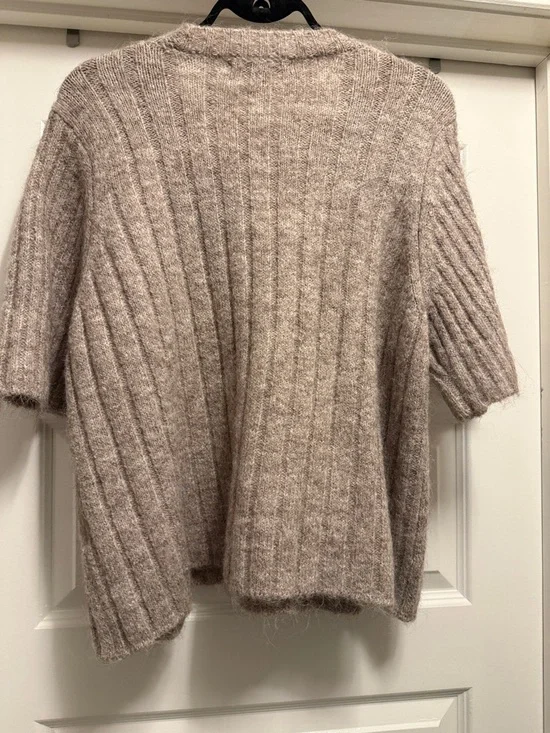 Next Taupe Ribbed Short-Sleeve Crew Sweater - Picture 2 of 2